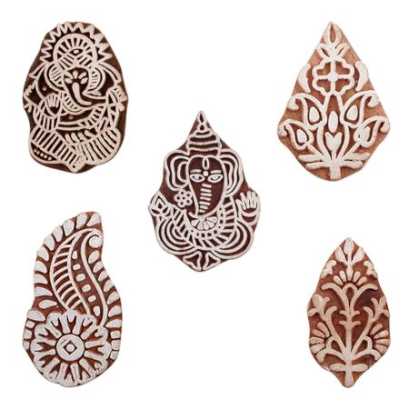 Set of 5 Piece New Mix Wooden Printing Blocks